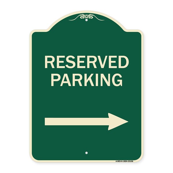 Reserved Parking Right Arrow Heavy-Gauge Aluminum Architectural Sign, 24" x 18", G-1824-23156
